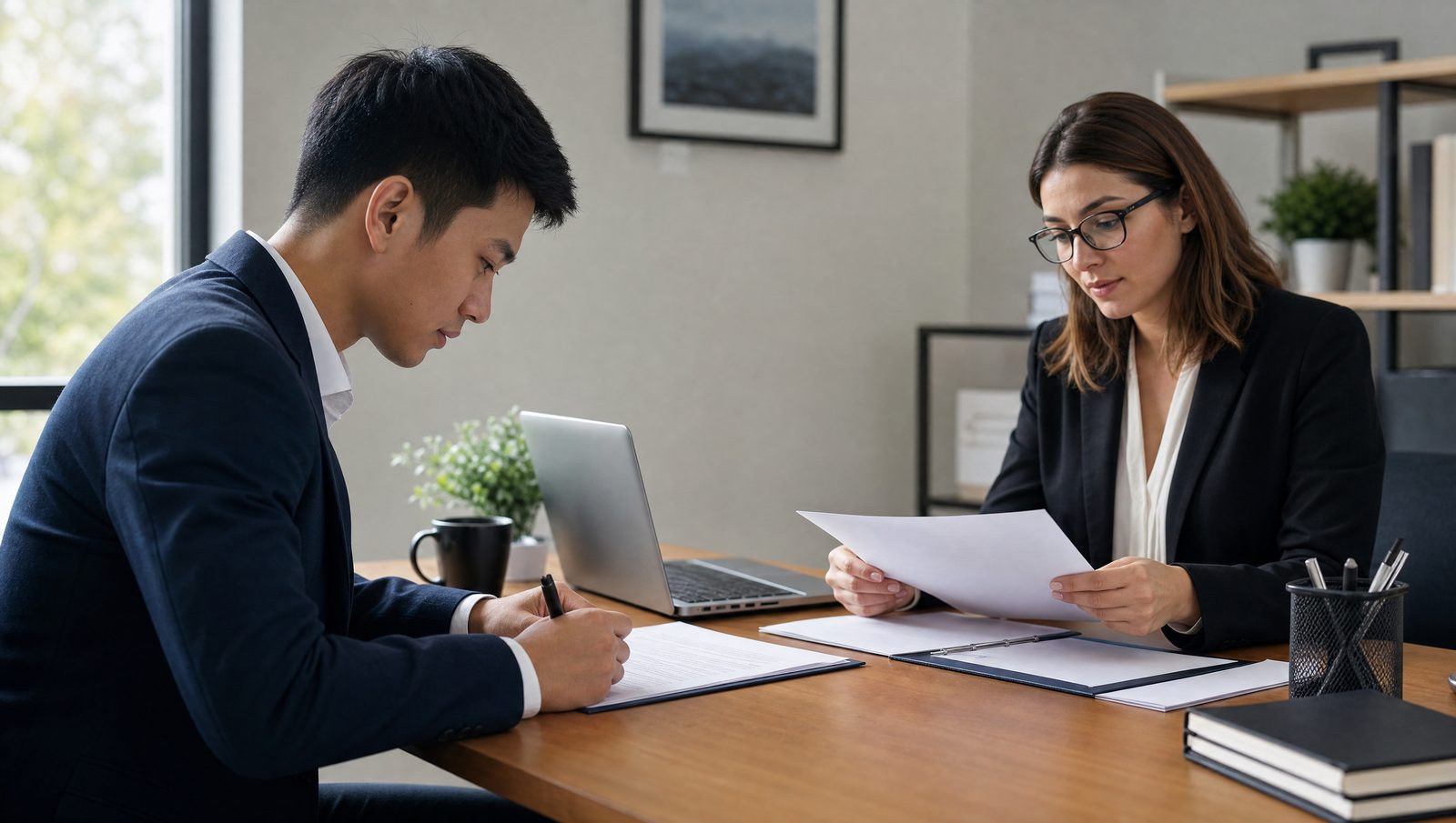HR professional reviewing driver background documentation