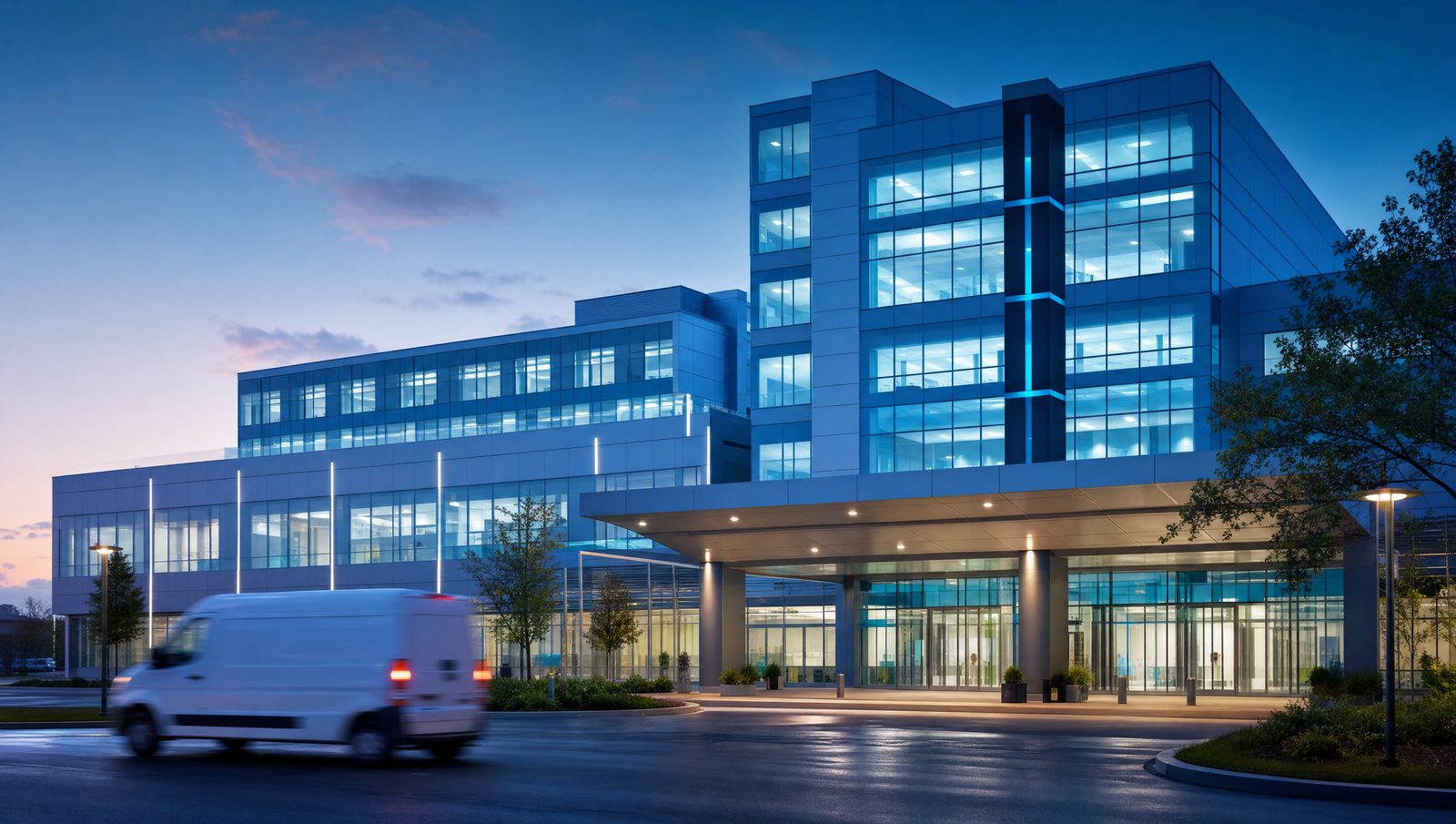 Modern hospital exterior representing the New York metro healthcare market